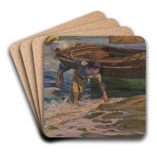 Beaching the boat by Jos Mongrell Art Drink Coaster set