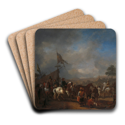 A Horse Fair near an Army Camp by Philips Wouwerman Art Drink Coaster set