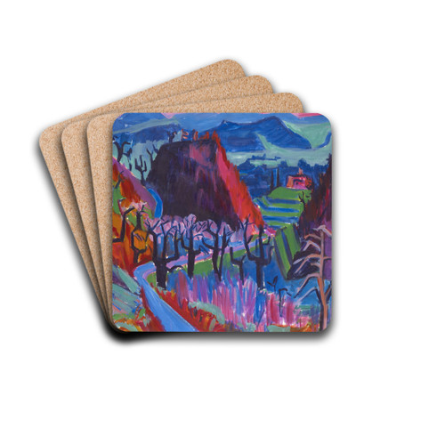 Landscape with Chestnut Trees by Hermann Scherer Drink Coasters - set of 4