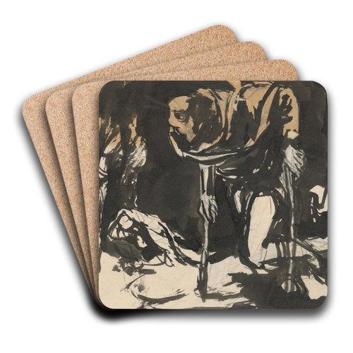 Study of a Cripple Walking with Two Crutches by Jn Novk Art Drink Coaster set Study of a Cripple Walking with Two Crutches by Jn Novk Art Drink Coaster set