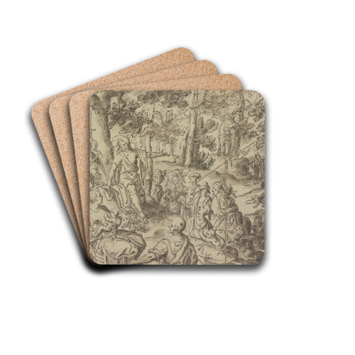 Predigt Johannes des Tufers im Wald by Martin Preyss Drink Coasters - set of 4