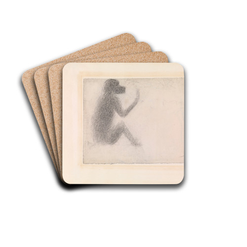 Seated Monkey by Georges Seurat Drink Coasters - set of 4