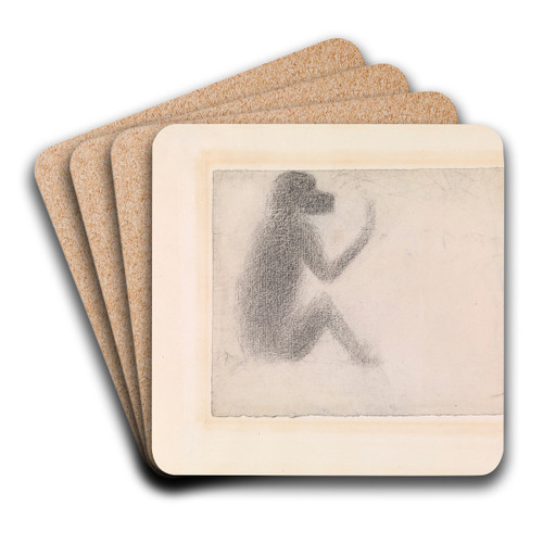 Seated Monkey by Georges Seurat Art Drink Coaster set