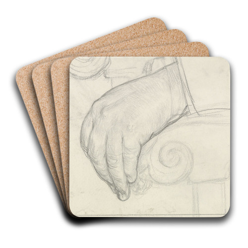Studie van een linkerhand op een stoelleuning by Jan Veth Art Drink Coaster set