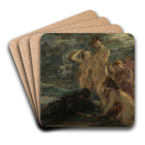 Le pote et les muses by Henri Fantin-Latour Art Drink Coaster set Le pote et les muses by Henri Fantin-Latour Art Drink Coaster set