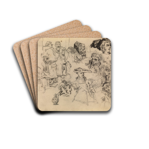 Vase, Spinning Wheel, Soldiers, Women by James Ensor Drink Coasters - set of 4