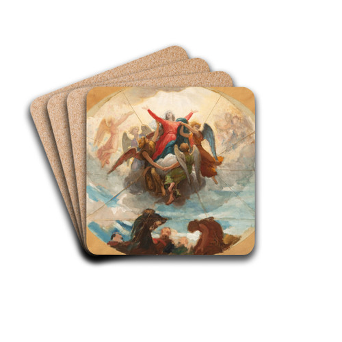 Etude pour le plafond de la Chapelle de Vierge  la Rochelle by William Bouguereau Drink Coasters - set of 4 Etude pour le plafond de la Chapelle de Vierge  la Rochelle by William Bouguereau Drink Coasters - set of 4