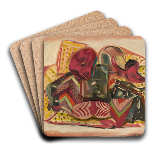 Still life; Self-portrait by Frances Hodgkins Art Drink Coaster set Still life; Self-portrait by Frances Hodgkins Art Drink Coaster set