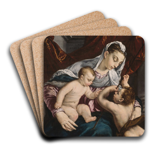 Virgin and Child with the Young Saint John the Baptist by Jacopo Bassano Art Drink Coaster set