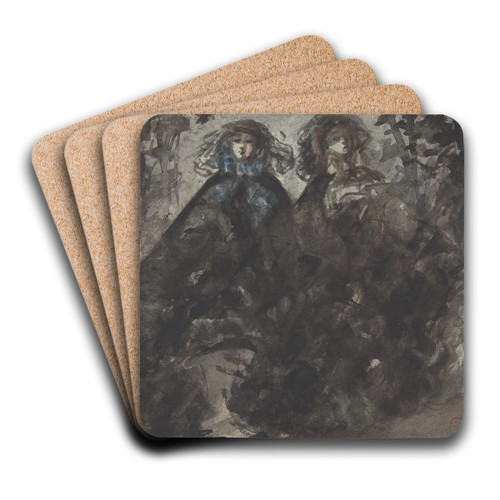 Two Ladies Taking a Walk by Constantin Guys Art Drink Coaster set