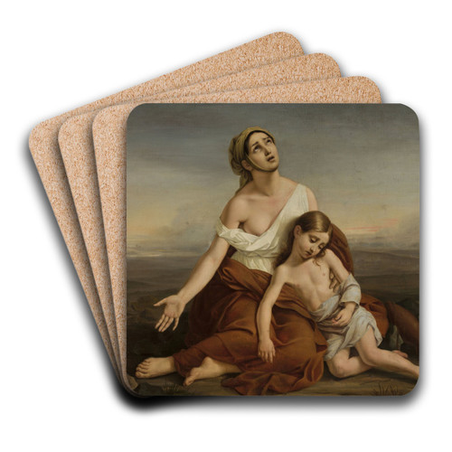 Hagar in the desert by Vincenzo Camuccini Art Drink Coaster set Hagar in the desert by Vincenzo Camuccini Art Drink Coaster set