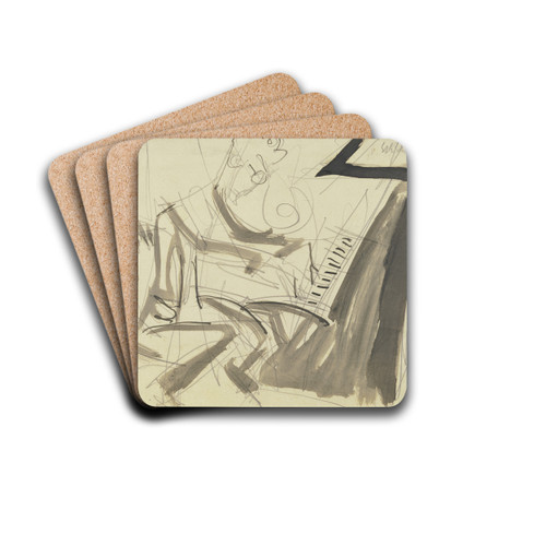 Klemperer at the piano by Ernst Ludwig Kirchner Drink Coasters - set of 4