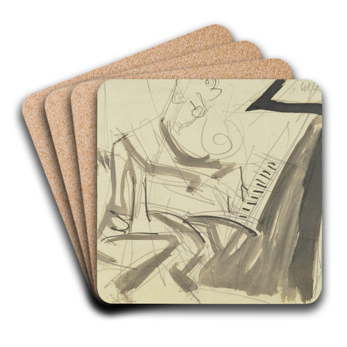 Klemperer at the piano by Ernst Ludwig Kirchner Art Drink Coaster set