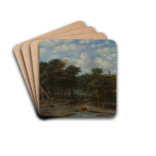 Forest Clearing with Cattle by Philips Koninck Drink Coasters - set of 4