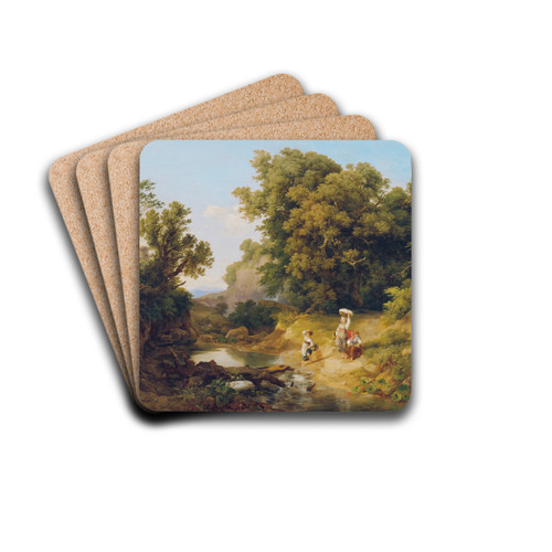 Ideale Landschaft (Italienische Landschaft) by Kroly Mark Drink Coasters - set of 4