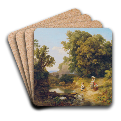 Ideale Landschaft (Italienische Landschaft) by Kroly Mark Art Drink Coaster set