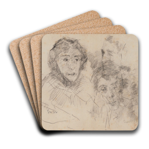 Ensor's Mother by James Ensor Art Drink Coaster set
