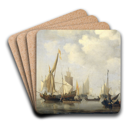 A Calm at Sea by Willem van de Velde the Younger Art Drink Coaster set