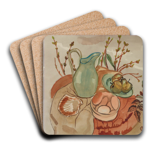 Still life with eggs and willow by Frances Hodgkins Art Drink Coaster set Still life with eggs and willow by Frances Hodgkins Art Drink Coaster set