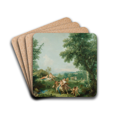 Landscape With The Education of Bacchus by Francesco Zuccarelli Drink Coasters - set of 4