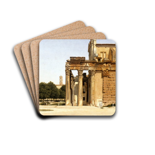View of the Via Sacra, Rome by Christoffer Wilhelm Eckersberg Drink Coasters - set of 4