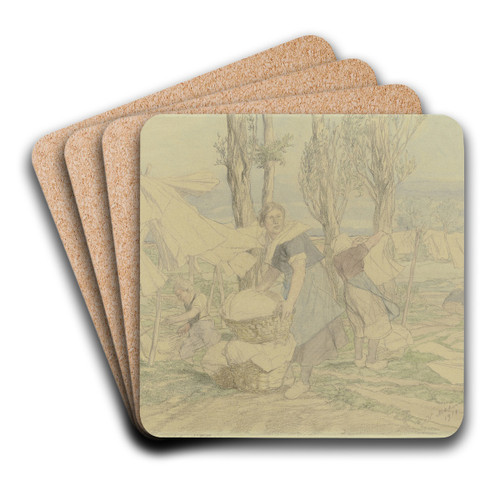 Washerwomen by Wilhelm Altheim Art Drink Coaster set