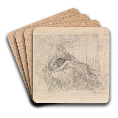 Study for Tamar and Absalom by Alexandre Cabanel Art Drink Coaster set