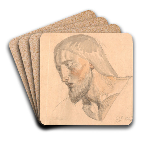 Studie af hoved by Joakim Skovgaard Art Drink Coaster set