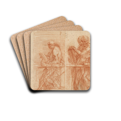 Study of Figures Behind a Balustrade by Andrea del Sarto Drink Coasters - set of 4