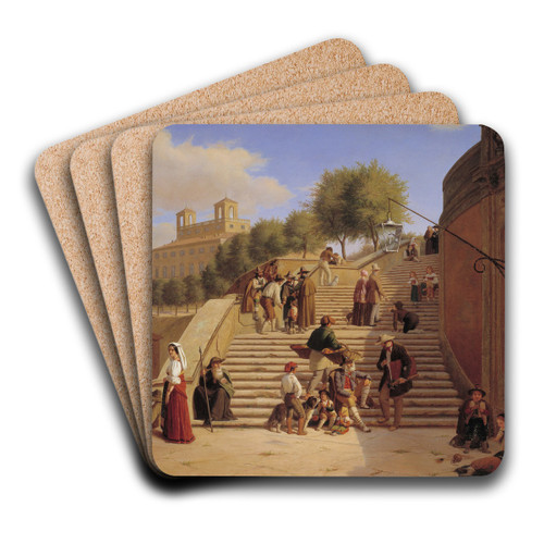 The Upper Flights of the Spanish Steps in Rome by Julius Friedlnder Art Drink Coaster set