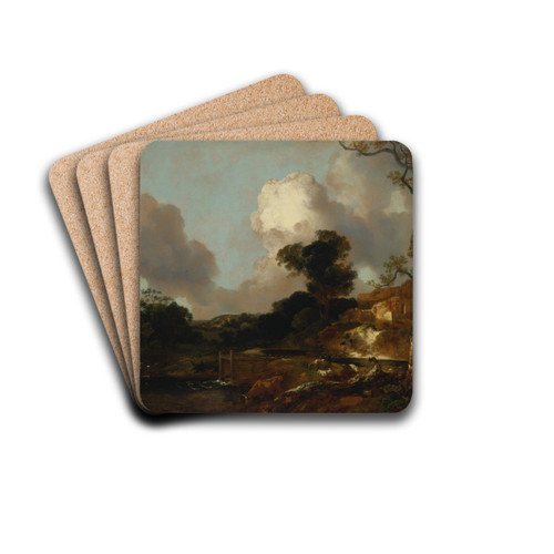 Landscape with Stream and Weir by Thomas Gainsborough Drink Coasters - set of 4