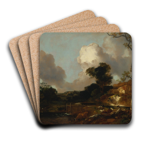 Landscape with Stream and Weir by Thomas Gainsborough Art Drink Coaster set