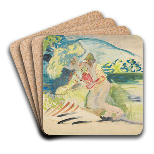 Man with a Dog by Arnold Peter Weisz-Kubnan Art Drink Coaster set