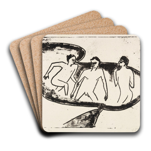 Drei Akte im Wasser, Moritzburg by Ernst Ludwig Kirchner Art Drink Coaster set