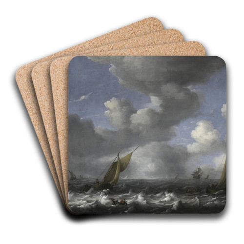 Seascape and Fishing Boats by Ludolf Bakhuysen Art Drink Coaster set