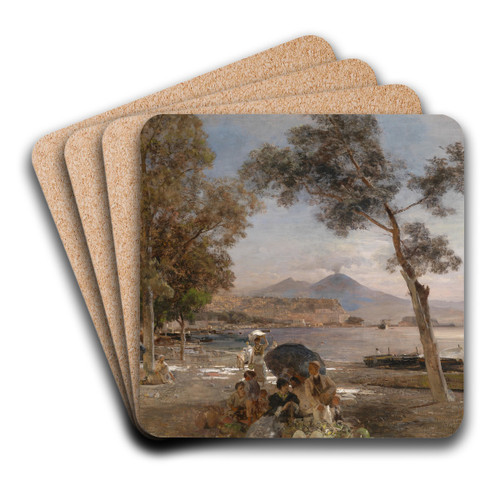 Abendstimmung am Golf von Neapel by Oswald Achenbach Art Drink Coaster set