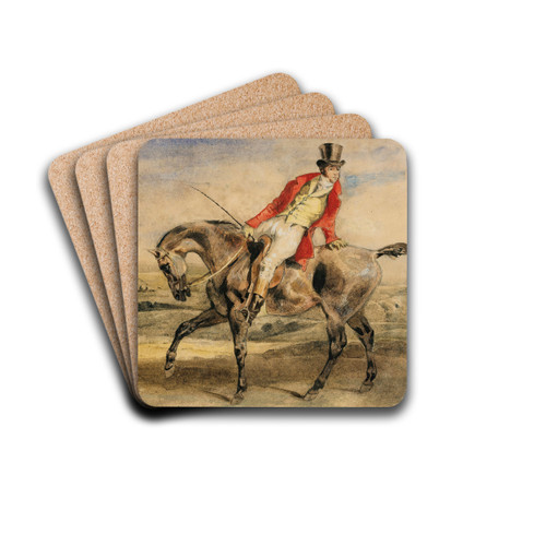 Horseman wearing a red jacket by Eugne Delacroix Drink Coasters - set of 4