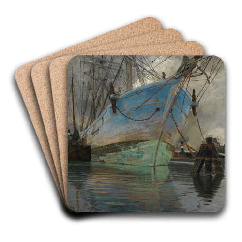Schiffe im Amsterdamer Hafen by Friedrich Kallmorgen Art Drink Coaster set
