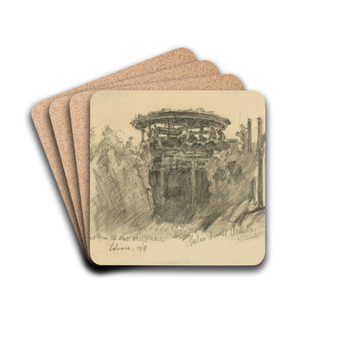 Artilery Position on Salvore Peninsula by Elemr Halsz-Hradil Drink Coasters - set of 4 Artilery Position on Salvore Peninsula by Elemr Halsz-Hradil Drink Coasters - set of 4