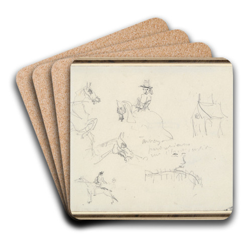 SketchbookPage by Henri de Toulouse-Lautrec Art Drink Coaster set SketchbookPage by Henri de Toulouse-Lautrec Art Drink Coaster set