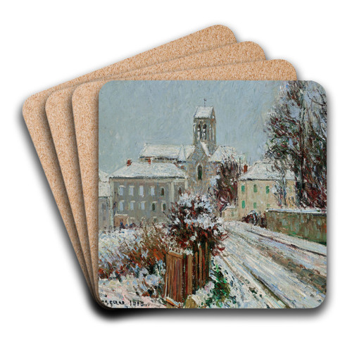 a neige  Auvers-sur-Oise by Gustave Loiseau Art Drink Coaster set