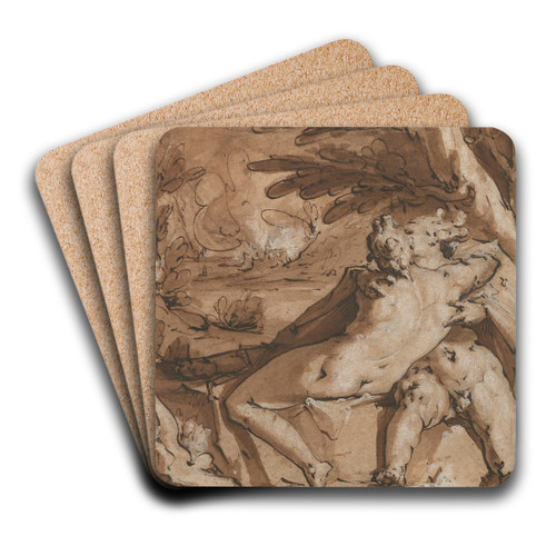 Embracing Couple (Mercury and Lara) by Jan Harmensz. Muller Art Drink Coaster set Embracing Couple (Mercury and Lara) by Jan Harmensz. Muller Art Drink Coaster set