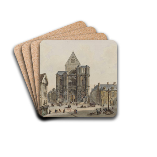 Eglise Saint Eustache by Auguste-Sbastien Bnard Drink Coasters - set of 4