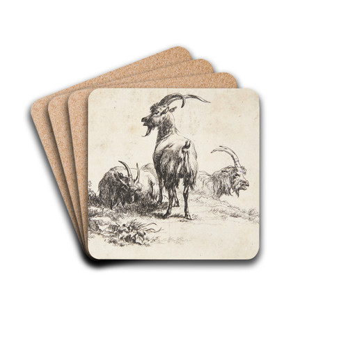 Tre geder by Nicolaes Pietersz. Berchem Drink Coasters - set of 4 Tre geder by Nicolaes Pietersz. Berchem Drink Coasters - set of 4