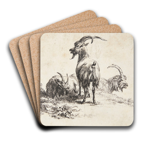Tre geder by Nicolaes Pietersz. Berchem Art Drink Coaster set Tre geder by Nicolaes Pietersz. Berchem Art Drink Coaster set