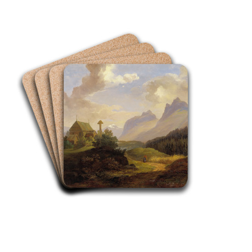 Scenery from Kvikkjokk by Charles XV of Sweden Drink Coasters - set of 4