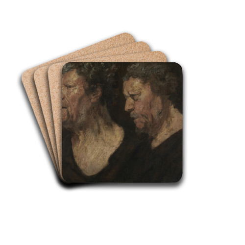 Studies of the head of Abraham Grapheus by Jacob Jordaens Drink Coasters - set of 4 Studies of the head of Abraham Grapheus by Jacob Jordaens Drink Coasters - set of 4
