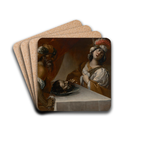 Herod and Herodias with the head of Saint John the Baptist by Giovanni Stefano Danedi Drink Coasters - set of 4