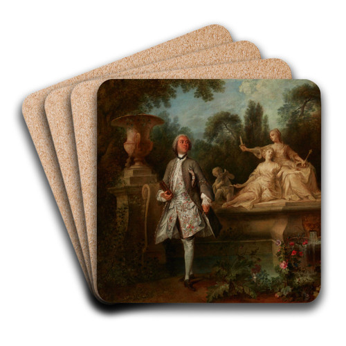 Portrait of the Actor Grandval by Nicolas Lancret Art Drink Coaster set