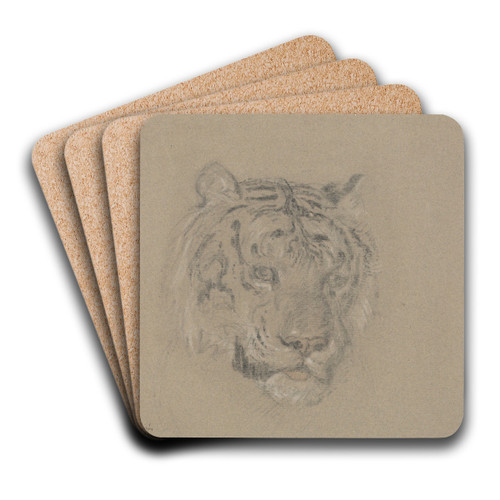 Head of a Tiger by James Ward Art Drink Coaster set